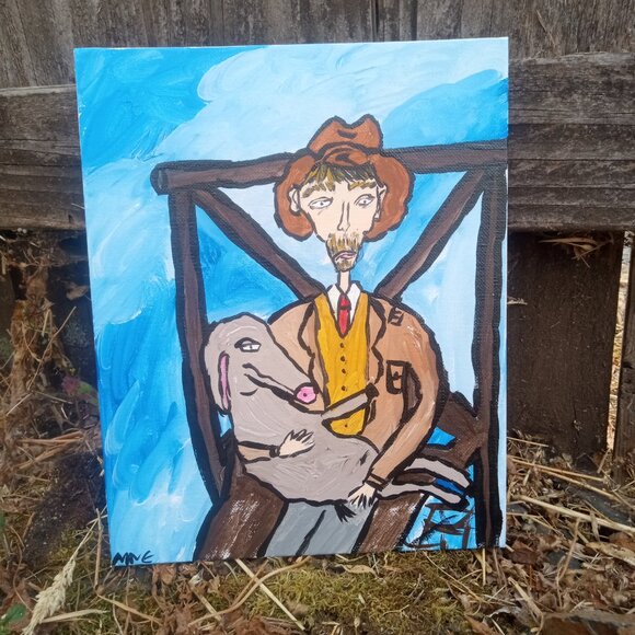 Man Holding Donkey Painting - Picture 7 of 8